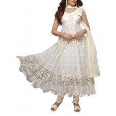 Fabfiza Women Brasso|Net Dress material (FBFN-1448_White_Free Size)